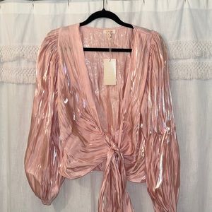 Pink front tie blouse